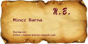 Mincz Barna névjegykártya